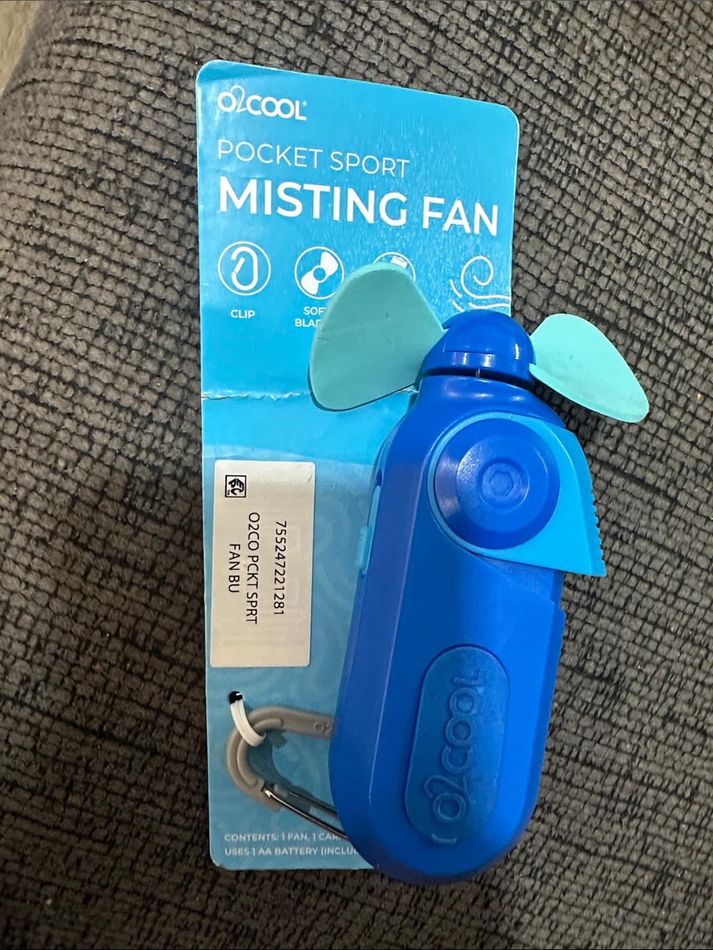 Blue Pocket Sport Misting Fan with Clip